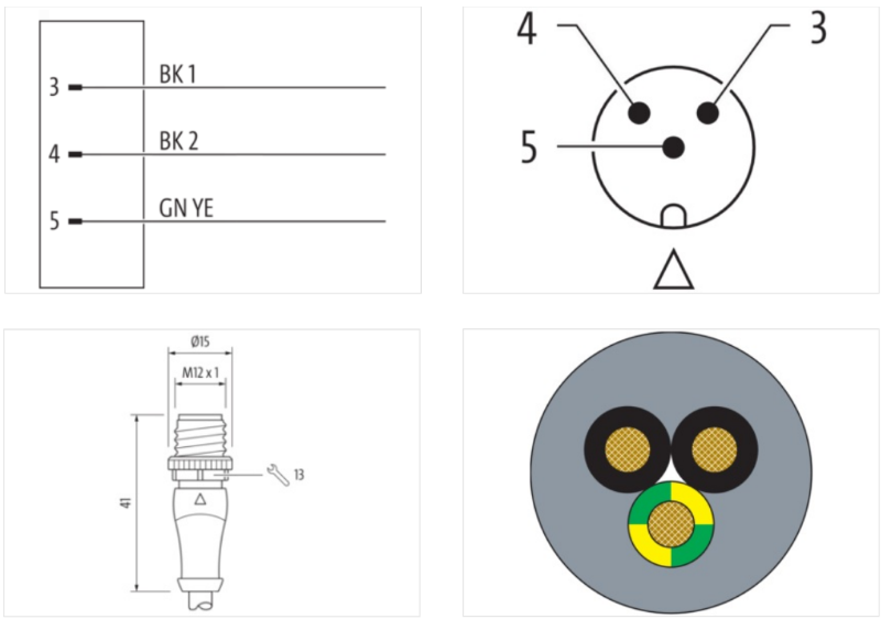 Cáp 5m có đầu nối M12 male 0° A-code 3 chân 7000-12060-2160500-body