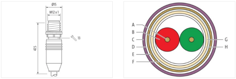 Cáp mạng 4m bọc chống nhiễu 2 đầu nối M12 male 0° - M12 female 0° B-code 7000-44001-8400400-body2