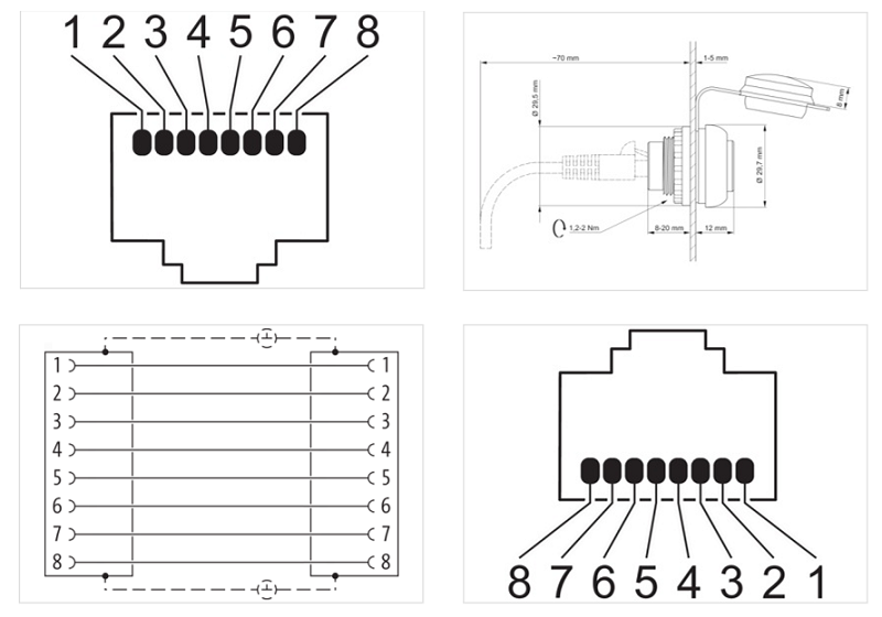 Đầu nối mặt tủ RJ45 CAT5e female/female có nắp đậy MSDD 4000-73000-0010000 - DETAIL