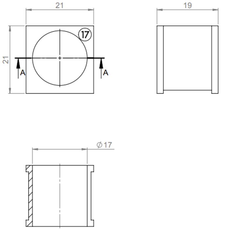 Đệm đầu vào cáp xám 17mm KTs17 39900 detail