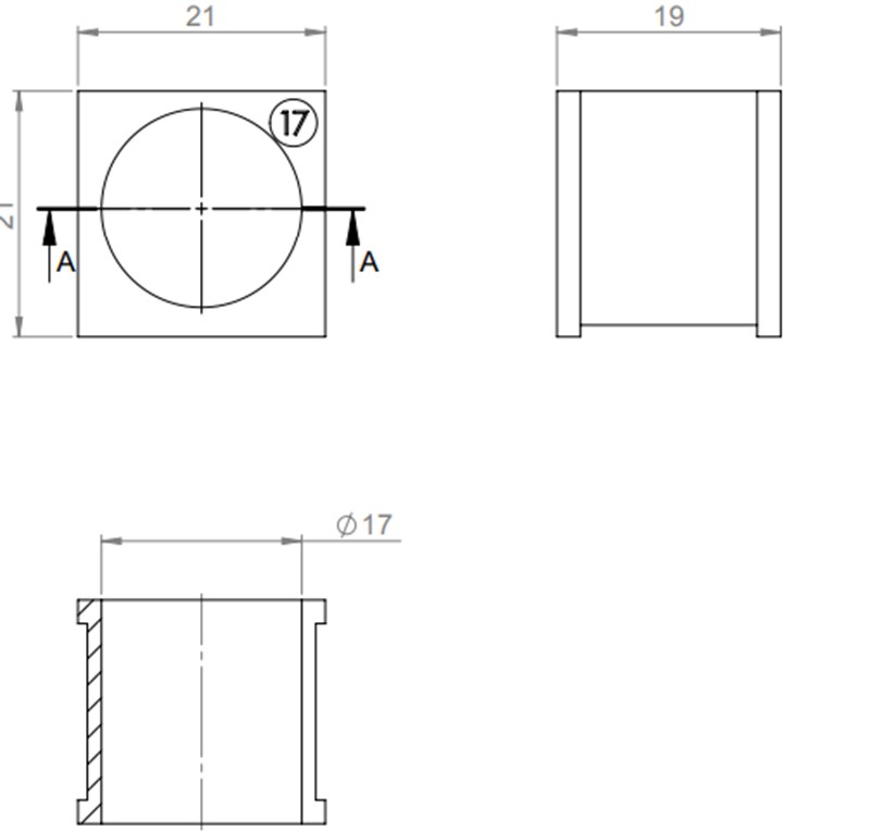 Đệm đen đầu vào cáp 17mm KTs17 39913 detail