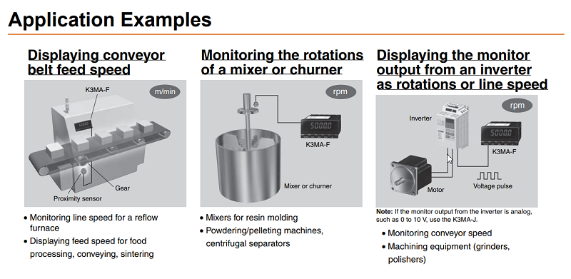 Đồng hồ đo tần số xung K3MA-F-A2 - các VD ứng dụng