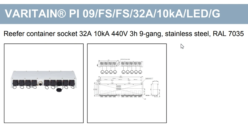 Hộp góp 9 ổ cắm container lạnh thép không gỉ 10108629 - body
