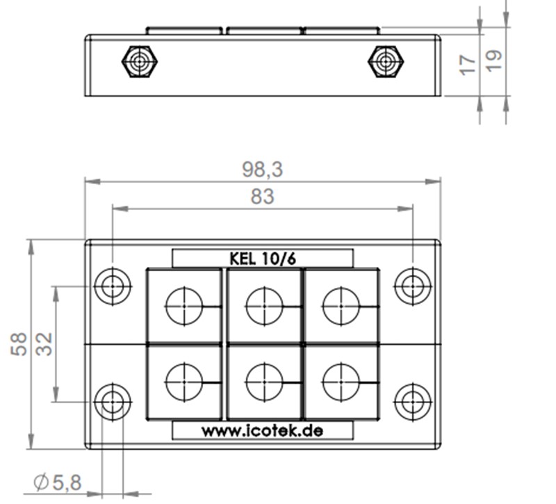 Khung đầu vào cáp cho 6 đệm KT small KEL 10/6 42216 detail