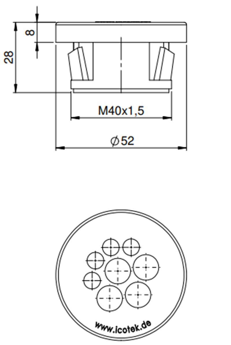 Ốc siết cáp 8 lỗ M40 KEL-DPZ-CLICK 44055 detail