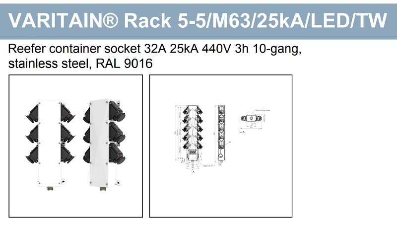 Trạm 10 ổ cắm container lạnh bằng thép không gỉ 10110952 - body
