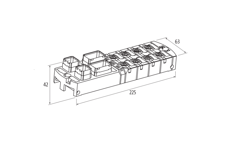 Trạm I/O phân tán mạng Profinet DIO8 MVK MPNIO 55283 - DIMENSION