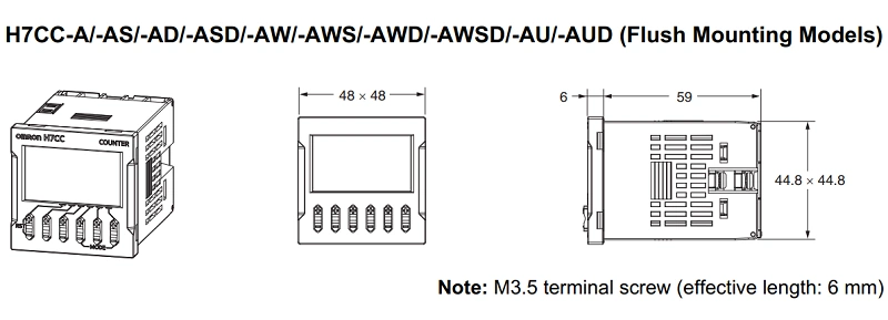 Bộ đếm H7CC-AW của Omron - kích thước