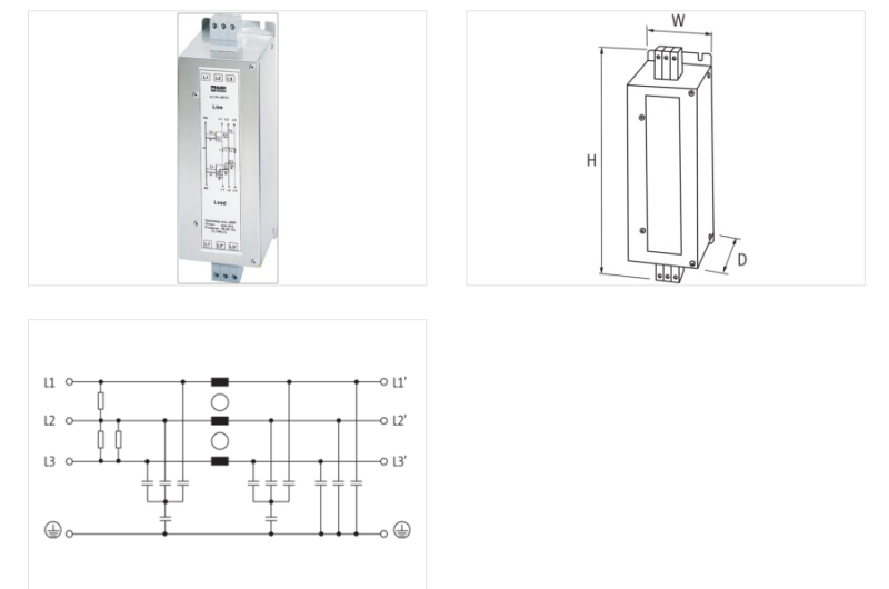 Bộ lọc nhiễu điện từ 3 pha 600V 180A 1 tầng lọc MEF book-style 10539 - DETAIL