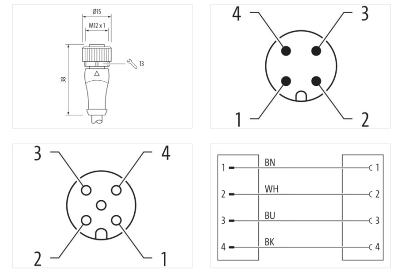Cáp 1m 2 đầu nối M12 male 0° / M12 female 0° A-code 4 chân 7000-40021-6340100 - DETAIL 1
