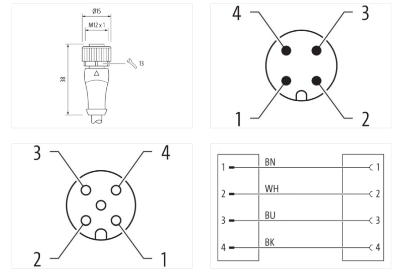 Cáp 3m 2 đầu nối M12 male 0° / M12 female 0° A-code 4 chân 7000-40021-6340300 - DETAIL 2