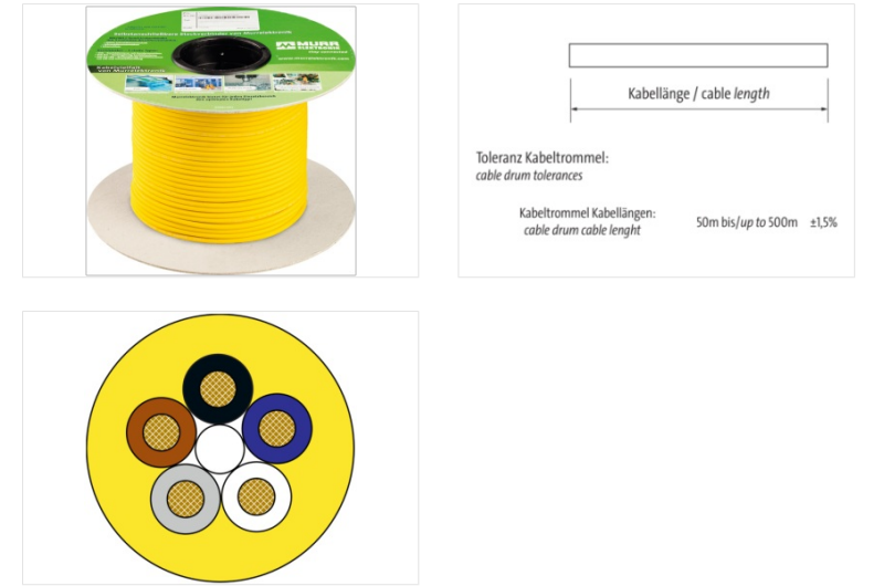 Cáp cuộn 100m màu vàng 5 ruột 0.34mm 7000-C0101-6340000 - DETAIL