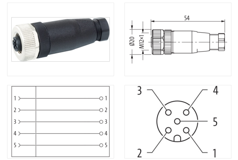 Đầu nối M12 female 0° A-code 5 chân 7000-12921-0000000 - DETAIL