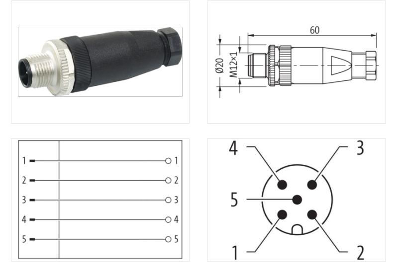 Đầu nối M12 male 0° A-code 5 chân 7000-12721-0000000 - DETAIL