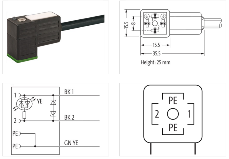 Đầu nối van điện từ form C có 5m cáp MSUD 7000-80021-6160500 - DETAIL
