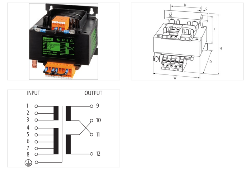 Biến áp cách ly 1 pha 5000VA IN 208...550VAC OUT 2x115VAC MST 86157 - DETAIL
