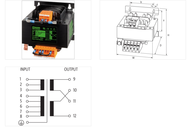 Biến áp cách ly 1 pha 1600VA IN 208...550VAC OUT 2x115VAC MST 86152 - DETAIL