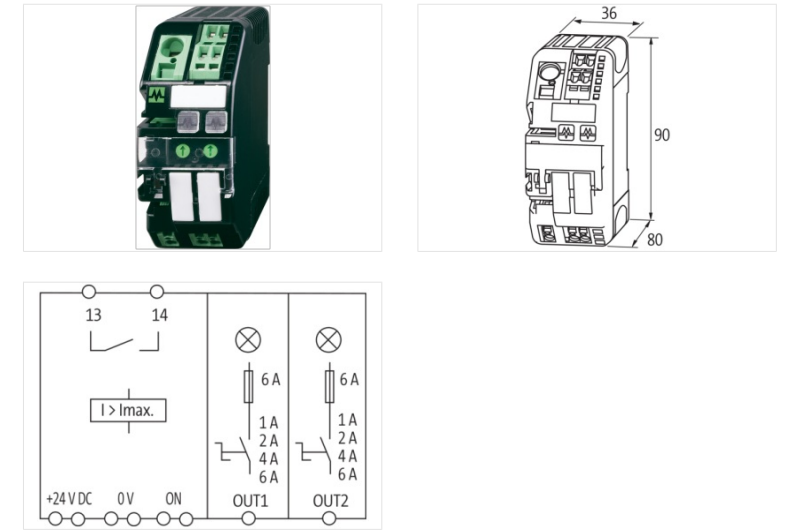Bộ bảo vệ nguồn DC 24V 6A 2 kênh chỉnh được MICO 2.6 9000-41042-0100600 - DETAIL