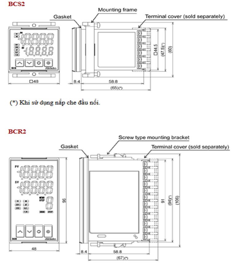 Bộ điều khiển nhiệt độ 48x96mm 2 ngõ ra điều khiển SSR BCR2-S00-20 detail 01 
