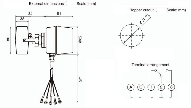 Cảm biến báo mức bột LV-300 85mm 220VAC của Shinko - DETAIL