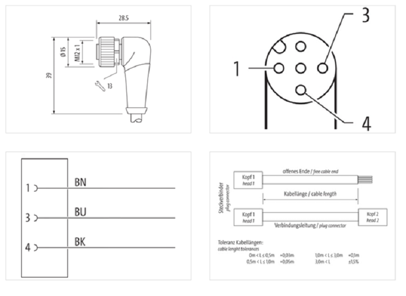 Cáp 15m có đầu nối M12 female 90° A-code 3 chân 7000-12321-6131500 - DETAIL