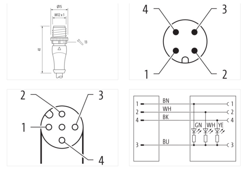 Cáp 5m 2 đầu nối M12 male 0° / M12 female 90° A-code LED 4 chân 7000-40341-6340500 - DETAIL 2