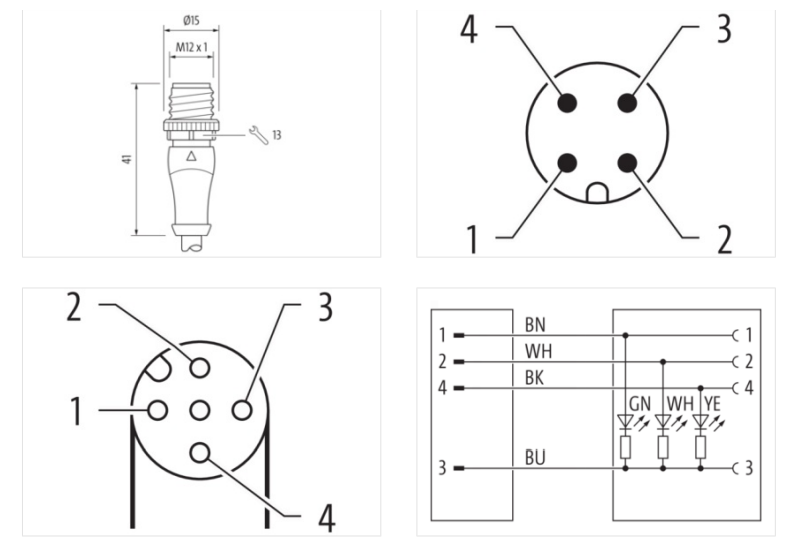 Cáp 7m 2 đầu nối M12 male 0° / M12 female 90° A-code LED 4 chân 7000-40341-6340700 - DETAIL 2