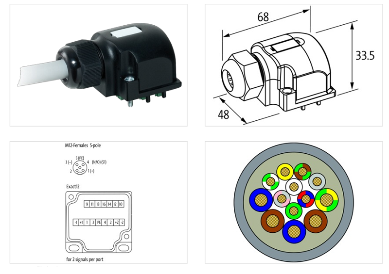 Đầu nối có 15m cáp homerun D-BOX M12 4-WAY 5-POLE 8000-84659-3741500 - DETAIL