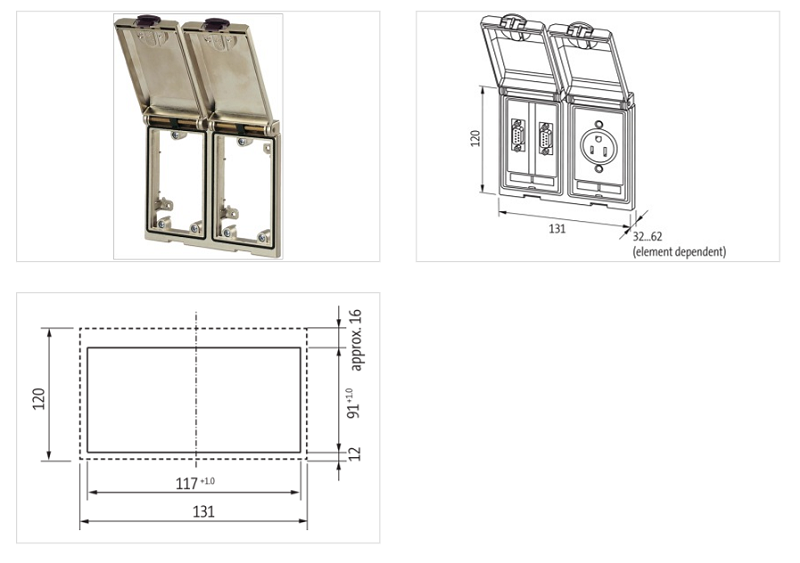 Khung đôi ổ cắm giao diện mặt tủ điện MSDD 4000-68123-0000000 - DETAIL
