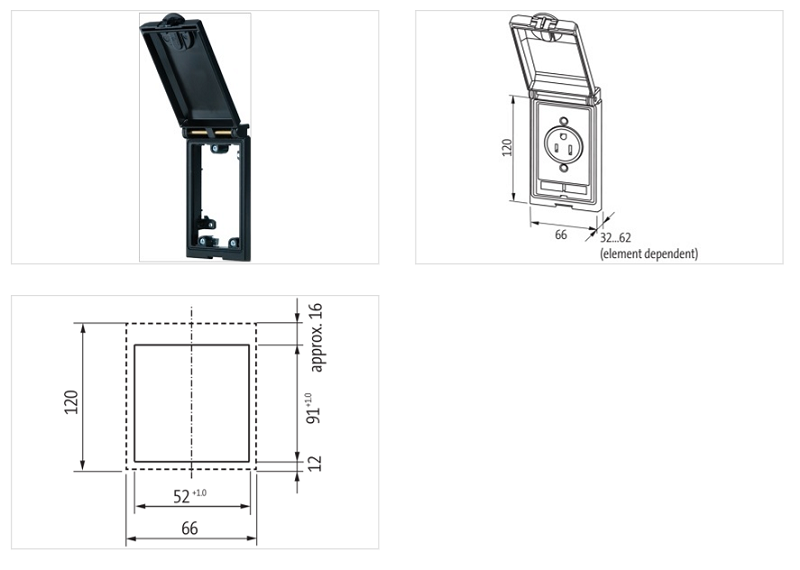 Khung đơn ổ cắm giao diện mặt tủ điện MSDD 4000-68112-0000000 - DETAIL