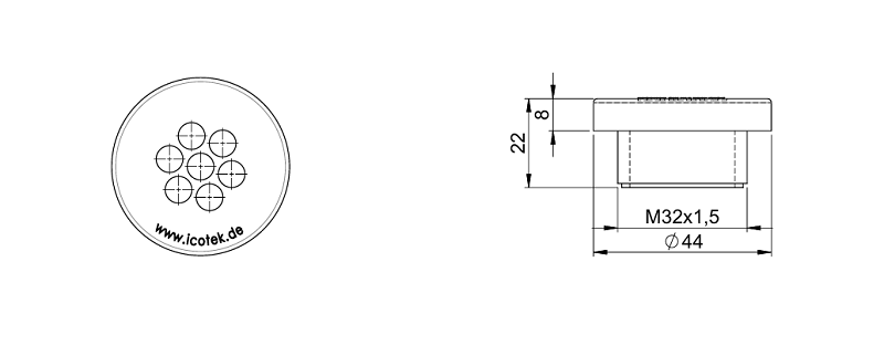 Ốc siết cáp 7 lỗ M32 KEL-DPZ 43734 - DETAIL
