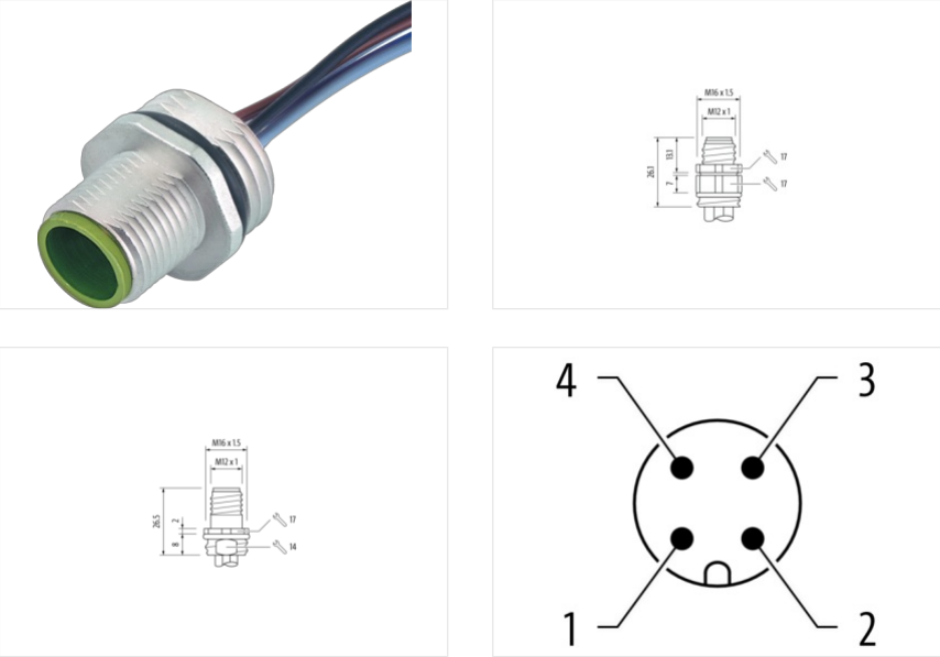 Đầu nối lắp mặt tủ M12 male A-code 4 chân có sẵn 2m cáp 7000-13502-9710200-detail