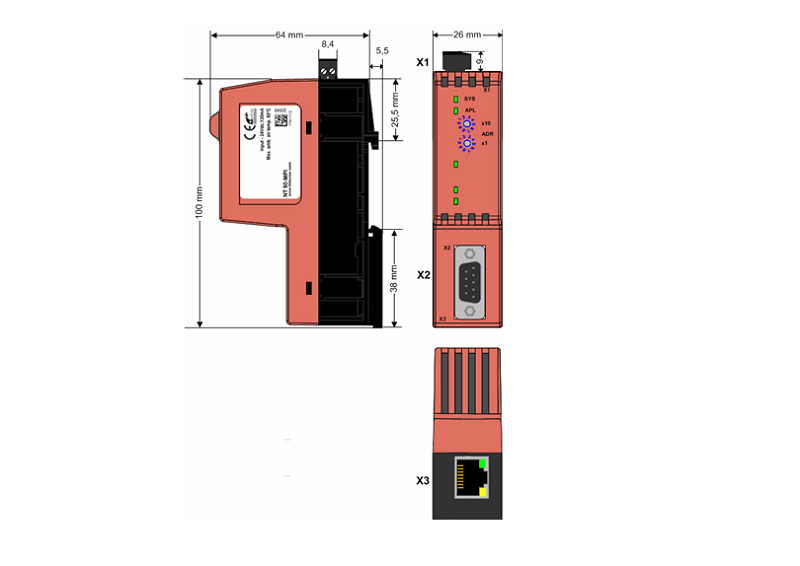 Bộ kết nối ethernet lập trình PLC Siemens S7 lắp DIN-rail NT 50-MPI - DIMENSION