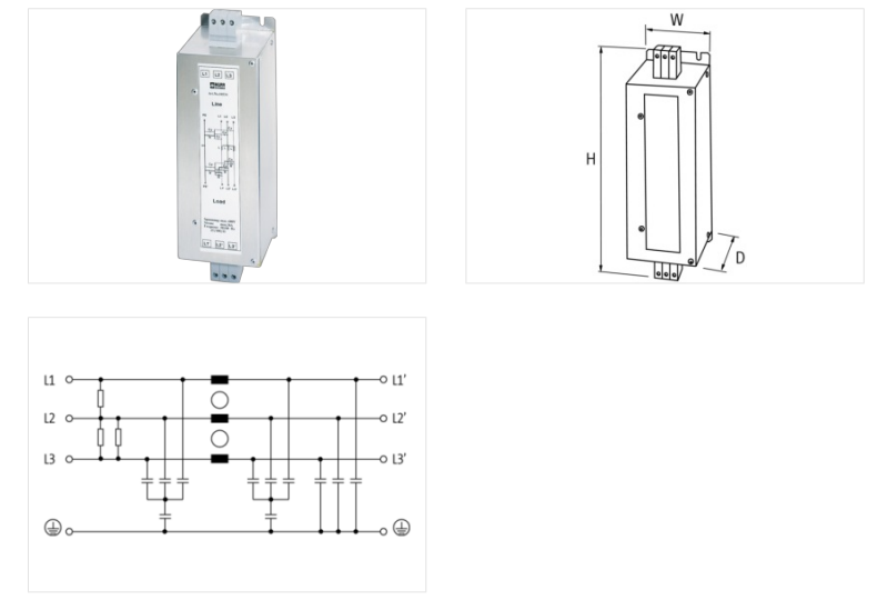 Bộ lọc nhiễu điện từ EMC 3 pha book-style 600VAC 25A 10533 - DETAIL