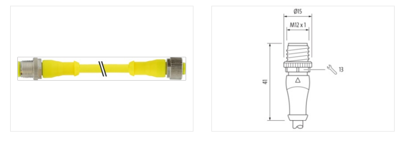 Cáp 1m màu vàng 2 đầu nối M12 male 0° / M12 female 0° A-code 5 chân 7030-40041-1260100 - DETAIL 1