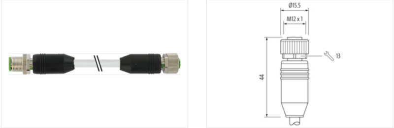 Cáp 2m có 2 đầu nối M12 male 0° M12 female 0° A-code 12 chân 7000-53001-3020200-detail