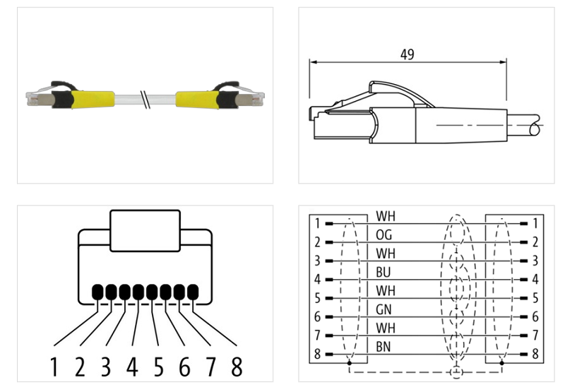Cáp 2m có 2 đầu nối RJ45 male 0° / RJ45 male 0° shielded 7000-74711-7780200 - DETAIL