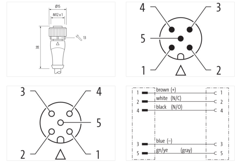 Cáp 3m màu vàng 2 đầu nối M12 male 0° / M12 female 0° A-code 5 chân 7030-40041-1260300 - DETAIL 2