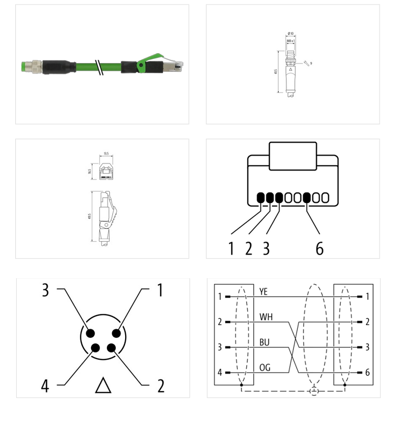 Cáp mạng ethernet có đầu nối M8 male 0° A-cod. / RJ45 male 0° shielded dài 10m 7000-89721-7911000 - DETAIL