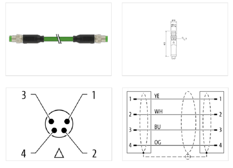 Cáp mạng ethernet có đầu nối M8 male 0° / M8 male 0° A-cod. shielded dài 0.6m 7000-89701-7910060 - DETAIL