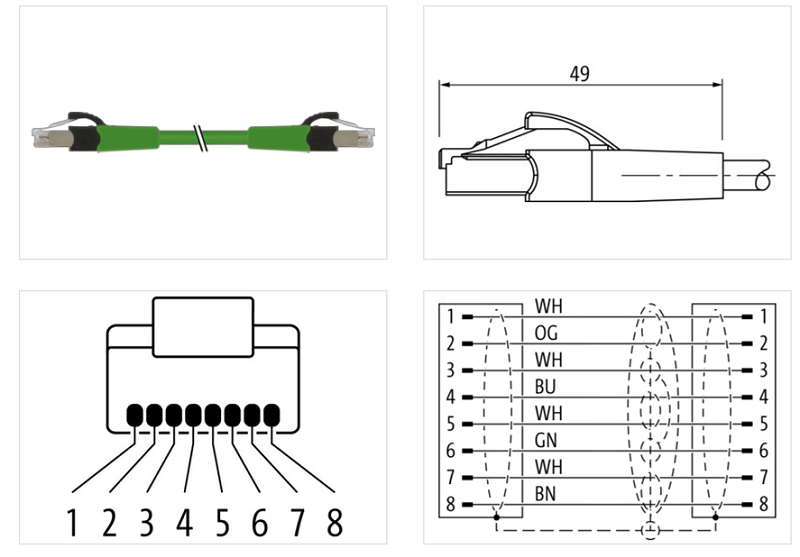 Cáp mạng ethernet có đầu nối RJ45 male 0° / RJ45 male 0° shielded dài 5m 7000-74711-4780500 - DETAIL
