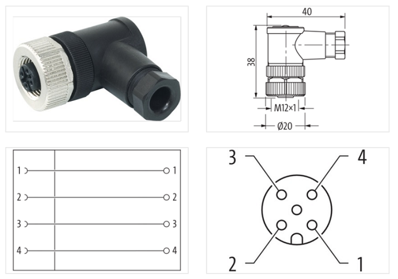 Đầu nối M12 female 90° A-code 4 cực 7000-12981-0000000 - DETAIL