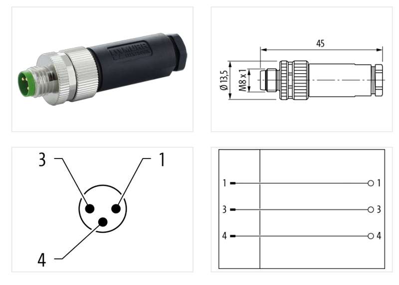 Đầu nối M8 male 0° A-code 3 cực field-wireable 7000-08601-0000000 - DETAIL