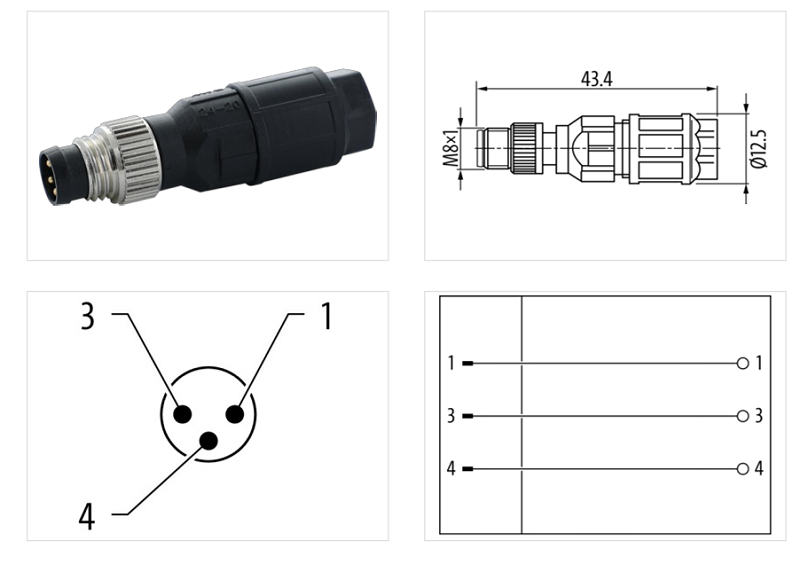 Đầu nối M8 male 0° A-code IDC 3 cực 7000-08325-0000000 - DETAIL