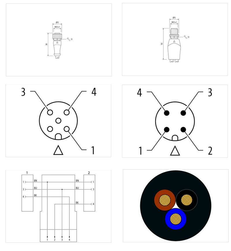 Đầu nối chia Y-Distributor M12 male / M12 female 0° A-code 7000-40701-6330500 - DETAIL