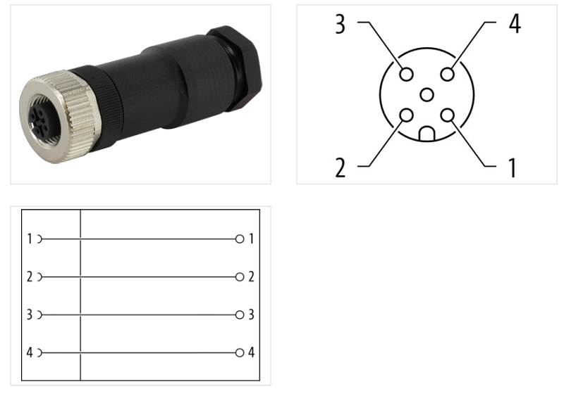Đầu nối field-wireable 4 chân M12 female 0° A-code 7000-12945-0000000 - DETAIL