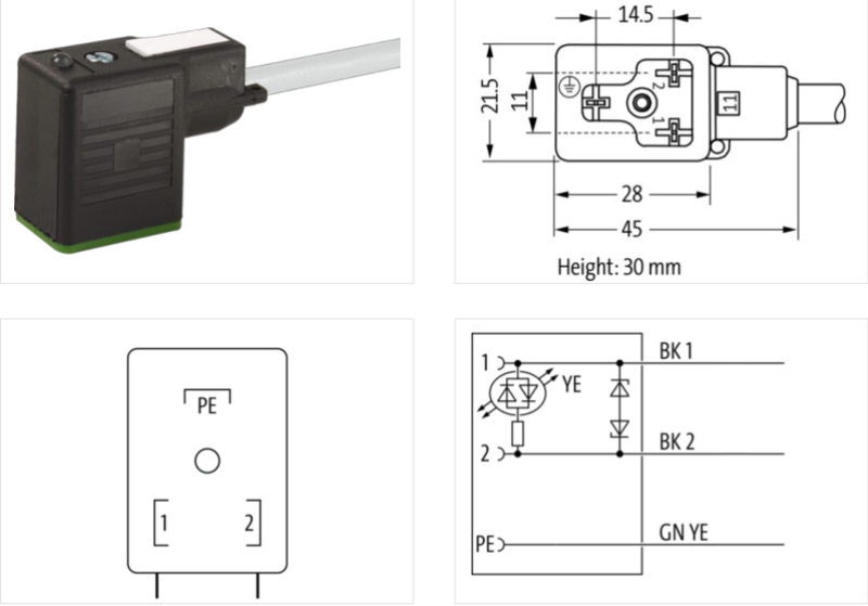 Đầu nối van điện từ form BI 5m cáp 7000-11081-2160500-detail