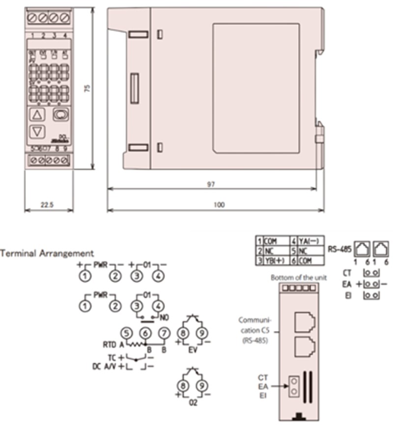 Đồng hồ nhiệt ngõ ra 4-20mA lắp DIN-rail có truyền thông RS-485 DCL-33A-A/M, 1, C5-detail
