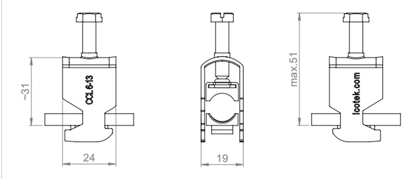 Kẹp cố định cáp 13mm cho rail C30 32000 detail 