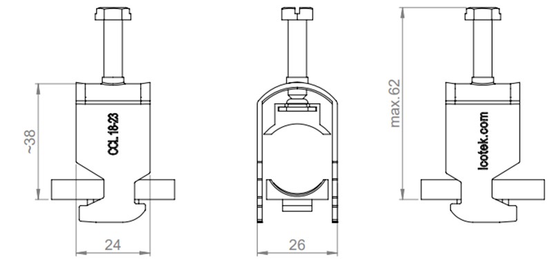 Kẹp cố định cáp 23mm cho rail C30 32002 detail 